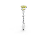 White gold Fancy Yellow Cushion Cut Diamond Ring with Marquise and Round  Side Stones and Four-Prong Setting_67