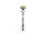 White gold Fancy Yellow Cushion Cut Diamond Ring with Milgrain Pavé Band and Four-Prong Setting_34