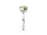 White gold Fancy Yellow Cushion Cut Diamond Ring with Side Stones and Four-Prong Setting_135