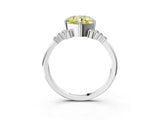 White gold Fancy Yellow Cushion Cut Diamond Ring with Side Stones and Four-Prong Setting_135