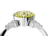 White gold Fancy Yellow Cushion Cut Diamond Ring with Side Stones and Four-Prong Setting_137