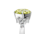 White gold Fancy Yellow Cushion Cut Diamond Ring with Side Stones and Four-Prong Setting_138