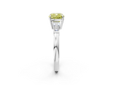 White gold Fancy Yellow Cushion  Cut Diamond Ring with Tapered Baguette Side Stones in Four-Prong Setting_5