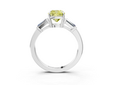 White gold Fancy Yellow Cushion  Cut Diamond Ring with Tapered Baguette Side Stones in Four-Prong Setting_6