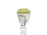 White gold Fancy Yellow Cushion  Cut Diamond Ring with Tapered Baguette Side Stones in Four-Prong Setting_8