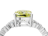 White gold Fancy Yellow Cushion Cut Diamond Scattered Round Accent Ring with Prong Setting_16