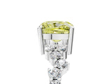 White gold Fancy Yellow Cushion Cut Diamond Scattered Round Accent Ring with Prong Setting_17