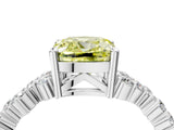 White gold Fancy Yellow Cushion Cut Diamond Scattered Round Accent Ring with Prong Setting_28
