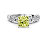 White gold Fancy Yellow Cushion Cut Diamond Side Stone Engagement Ring with Four-Prong Setting_37