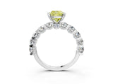 White gold Fancy Yellow Cushion Cut Diamond Side Stone Engagement Ring with Four-Prong Setting_40