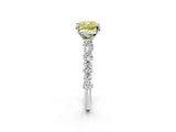 White gold Fancy Yellow Cushion Cut Diamond Side Stone Solitaire Ring with Round  and Four-Prong Setting_26