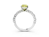 White gold Fancy Yellow Cushion Cut Diamond Side Stone Solitaire Ring with Round  and Four-Prong Setting_27