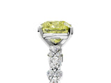 White gold Fancy Yellow Cushion Cut Diamond Side Stone Solitaire Ring with Round  and Four-Prong Setting_29