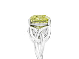 White gold Fancy Yellow Cushion Cut Diamond Solitaire Celtic Knot Ring with Four-Prong Setting_59