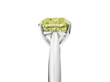 White gold Fancy Yellow Cushion Cut Diamond Solitaire Engagement Ring with Cathedral Setting and Four-Prong Mount_121