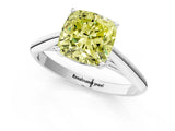White gold Fancy Yellow Cushion Cut Diamond Solitaire Engagement Ring with Cathedral Setting and Four-Prong Mount_217