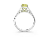 White gold Fancy Yellow Cushion Cut Diamond Solitaire Engagement Ring with Cathedral Setting and Four-Prong Mount_221