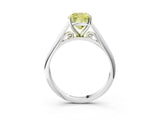 White gold Fancy Yellow Cushion Cut Diamond Solitaire Engagement Ring with Cathedral Setting and Four-Prong Mount_225