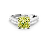 White gold Fancy Yellow Cushion Cut Diamond Solitaire Engagement Ring with Cathedral Setting and Four-Prong Mount_226
