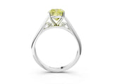 White gold Fancy Yellow Cushion Cut Diamond Solitaire Engagement Ring with Cathedral Setting and Four-Prong Mount_53