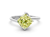 White gold Fancy Yellow Cushion Cut Diamond Solitaire Engagement Ring with Four-Prong Setting and Classic Band_32