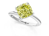 White gold Fancy Yellow Cushion Cut Diamond Solitaire Engagement Ring with Four-Prong Setting and Classic Band_45