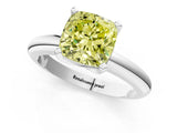 White gold Fancy Yellow Cushion Cut Diamond Solitaire Engagement Ring with Round Band and Four-Prong Setting_179