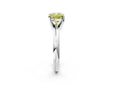 White gold Fancy Yellow Cushion Cut Diamond Solitaire Engagement Ring with Round Band and Four-Prong Setting_180
