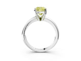 White gold Fancy Yellow Cushion Cut Diamond Solitaire Engagement Ring with Round Band and Four-Prong Setting_181