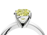 White gold Fancy Yellow Cushion Cut Diamond Solitaire Engagement Ring with Round Band and Four-Prong Setting_182