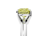 White gold Fancy Yellow Cushion Cut Diamond Solitaire Engagement Ring with Round Band and Four-Prong Setting_183