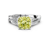 White gold Fancy Yellow Cushion Cut Diamond Solitaire Engagement Ring with Twisted Pavé Band and Four-Prong Setting_80