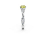 White gold Fancy Yellow Cushion Cut Diamond Solitaire Engagement Ring with Twisted Pavé Band and Four-Prong Setting_82
