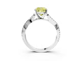 White gold Fancy Yellow Cushion Cut Diamond Solitaire Engagement Ring with Twisted Pavé Band and Four-Prong Setting_83