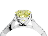 White gold Fancy Yellow Cushion Cut Diamond Solitaire Engagement Ring with Twisted Pavé Band and Four-Prong Setting_84