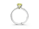 White gold Fancy Yellow Cushion Cut Diamond Solitaire Pavé Engagement Ring with Round Band and Prong Setting_16
