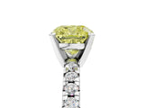 White gold Fancy Yellow Cushion Cut Diamond Solitaire Pavé Engagement Ring with Round Band and Prong Setting_18