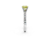 White gold Fancy Yellow Cushion Cut Diamond Solitaire Pavé Engagement Ring with Round Band and Prong Setting_51
