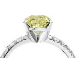 White gold Fancy Yellow Cushion Cut Diamond Solitaire Pavé Engagement Ring with Round Band and Prong Setting_53