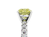 White gold Fancy Yellow Cushion Cut Diamond Solitaire Pavé Engagement Ring with Round Band and Prong Setting_54