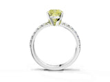 White gold Fancy Yellow Cushion Cut Diamond Solitaire Pavé Engagement Ring with Round Band and Prong Setting_82