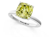 White gold Fancy Yellow Cushion Cut Diamond Solitaire Ring with Classic Band and Four-Prong Setting_1