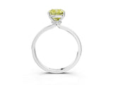 White gold Fancy Yellow Cushion Cut Diamond Solitaire Ring with Classic Band and Four-Prong Setting_3