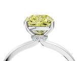 White gold Fancy Yellow Cushion Cut Diamond Solitaire Ring with Classic Band and Four-Prong Setting_4