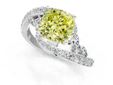 White gold Fancy Yellow Cushion Cut Diamond Solitaire Ring with Filigree Band and Four-Prong Setting_77