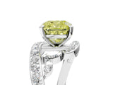 White gold Fancy Yellow Cushion Cut Diamond Solitaire Ring with Filigree Band and Four-Prong Setting_81