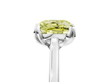 White gold Fancy Yellow Cushion Cut Diamond Solitaire Ring with Flower Prong Setting and Classic Band_123