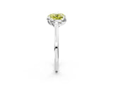 White gold Fancy Yellow Cushion Cut Diamond Solitaire Ring with Flower Prong Setting and Classic Band_131