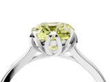 White gold Fancy Yellow Cushion Cut Diamond Solitaire Ring with Flower Prong Setting and Classic Band_133