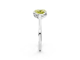 White gold Fancy Yellow Cushion Cut Diamond Solitaire Ring with Flower Prong Setting and Classic Band_2